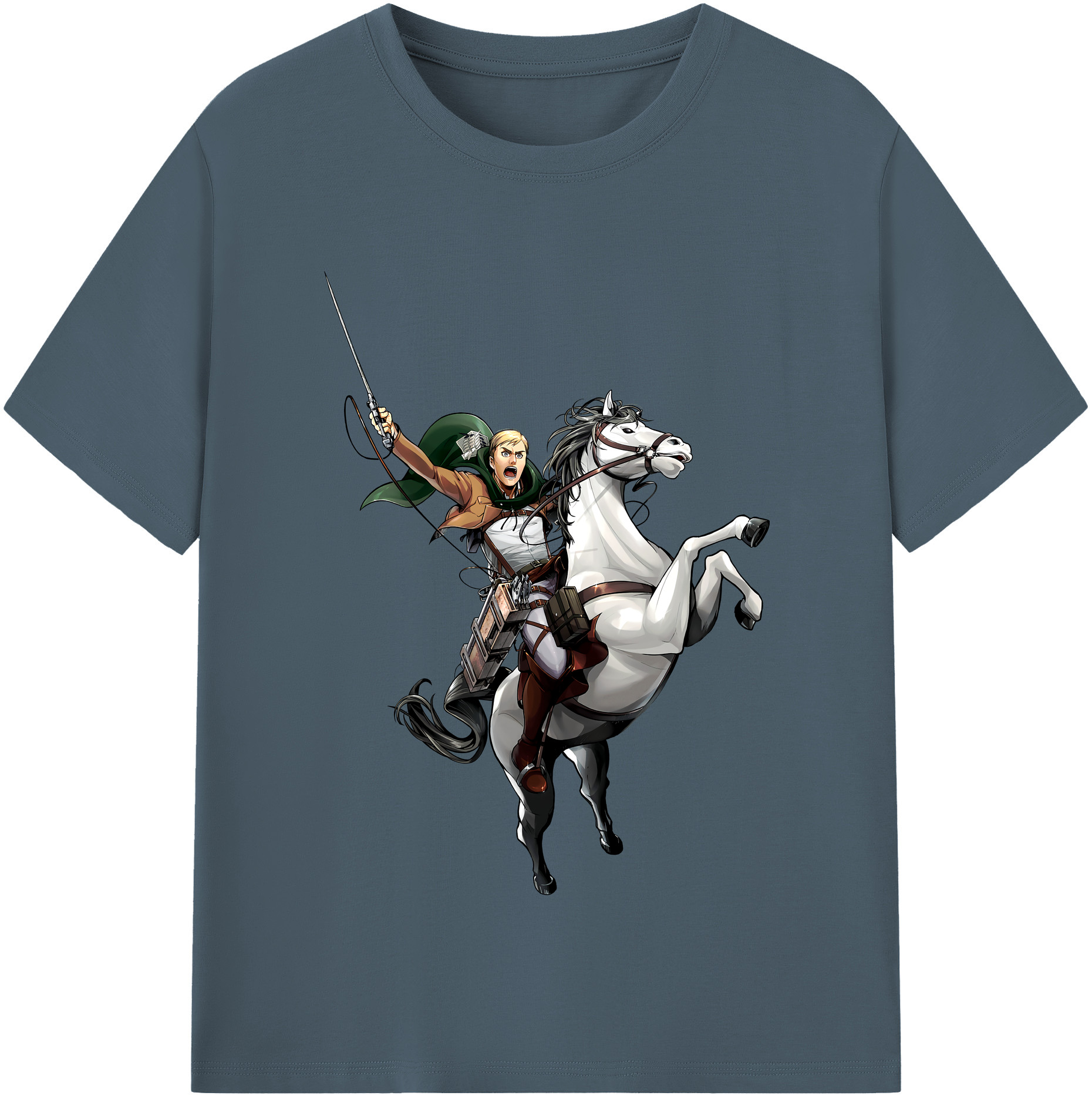 （画像用） 進撃の巨人 エルヴィン・スミス Attack on Titan Erwin Smith 綿100％半袖Tシャツ（フロントプリント）